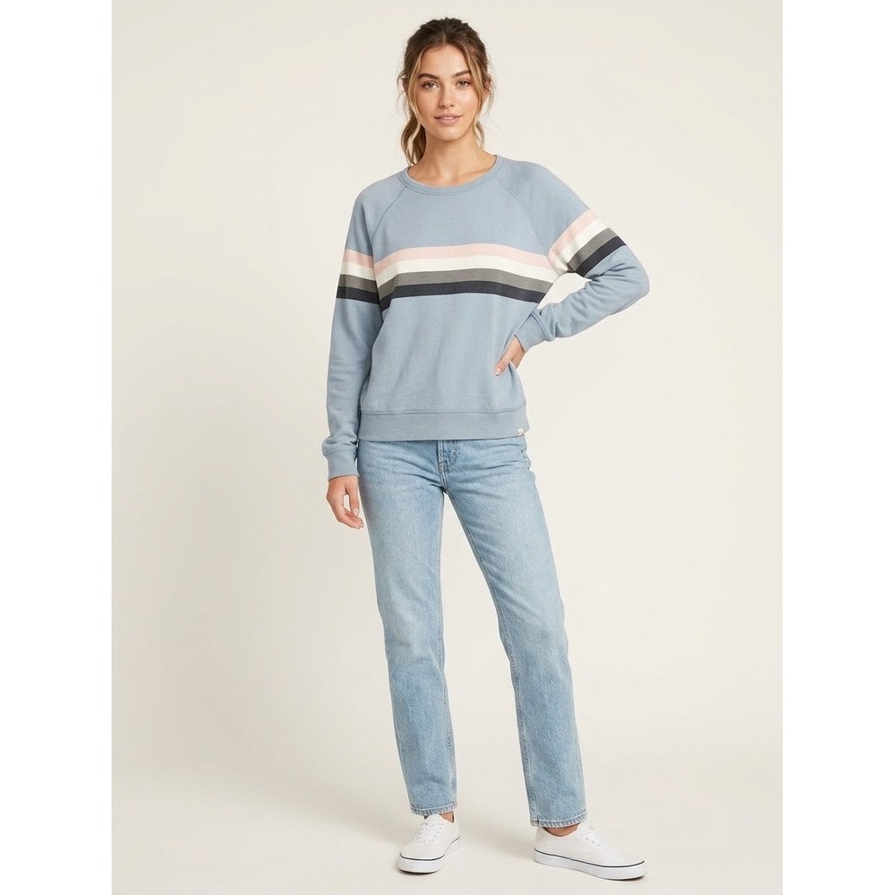 Faherty Sunwashed Striped Sweatshirt Blue Pink XL Pima Cotton Tencel Pullover